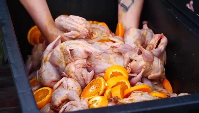 Marinade 2: Écraser l'ail, presser la menthe pour en extraire le jus. Mélanger avec le kéfir, le paprika, le poivre noir, le sucre et le sel.