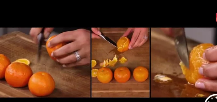 Peler à vif 3 mandarines.
