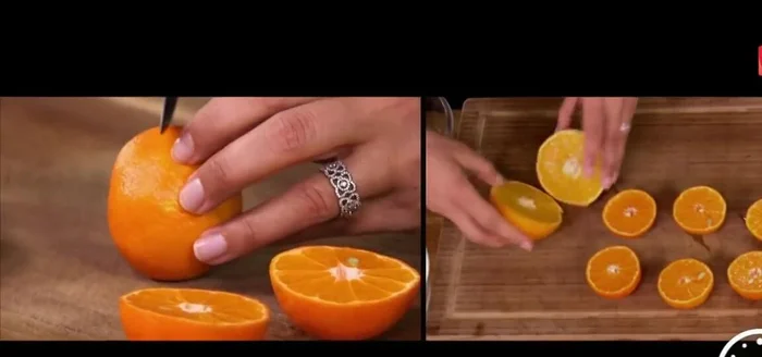 Couper 3 mandarines et 1 orange en quartiers pour en extraire le jus. Roulez les agrumes sur la plancha pour un maximum de jus.