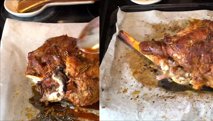Retirer le gigot du four, l'arroser une dernière fois et le couvrir de papier cuisson, de papier aluminium et d'un torchon. Laisser reposer 30 minutes.