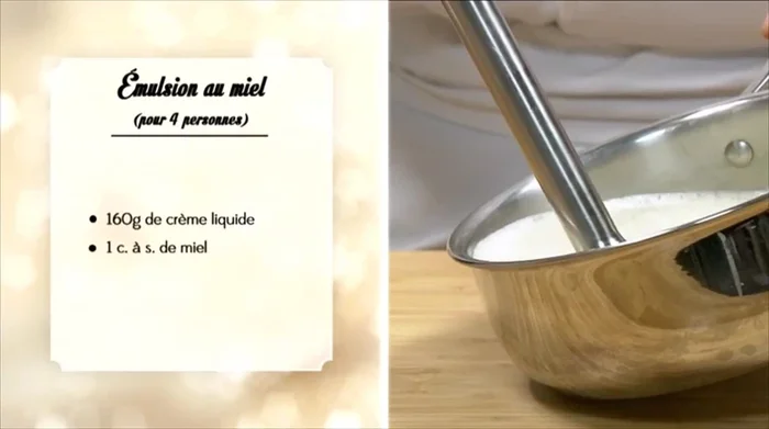 Une fois refroidi, émulsionner au mixeur plongeant.