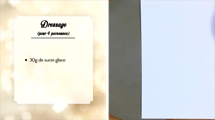 Dressage : placer une petite plaque sur la moitié de l'assiette pour masquer la partie.