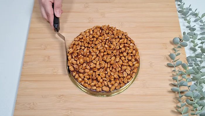 Démoulez la tarte, lissez les contours et saupoudrez de sucre glace (440.72).
