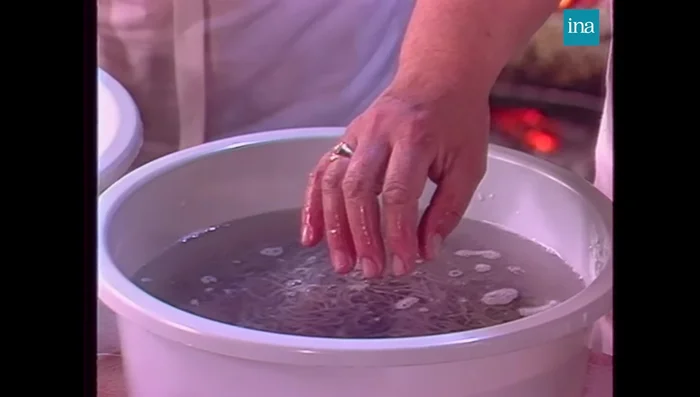 Dans une première eau, ajouter du gros sel et du vinaigre pour tuer les pibales.